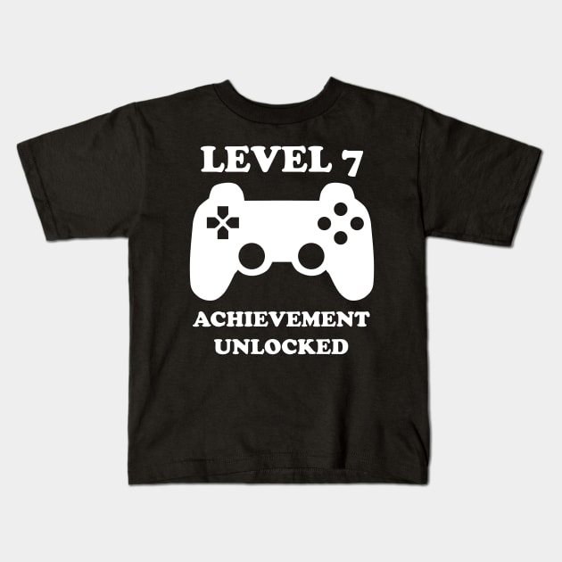 Level 7 Achievement Unlocked Gamer Next Level 7 years old birthday Kids T-Shirt by rayrayray90